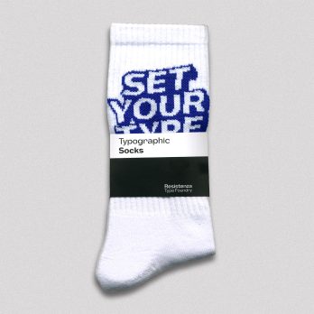 Sport socks for Design lovers - "Set your Type" white & electric blue