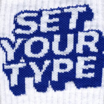 Sport socks for Design lovers - "Set your Type" white & electric blue