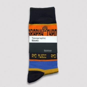 Vibrant graphic striped socks - "Typography, Coffee and Music"